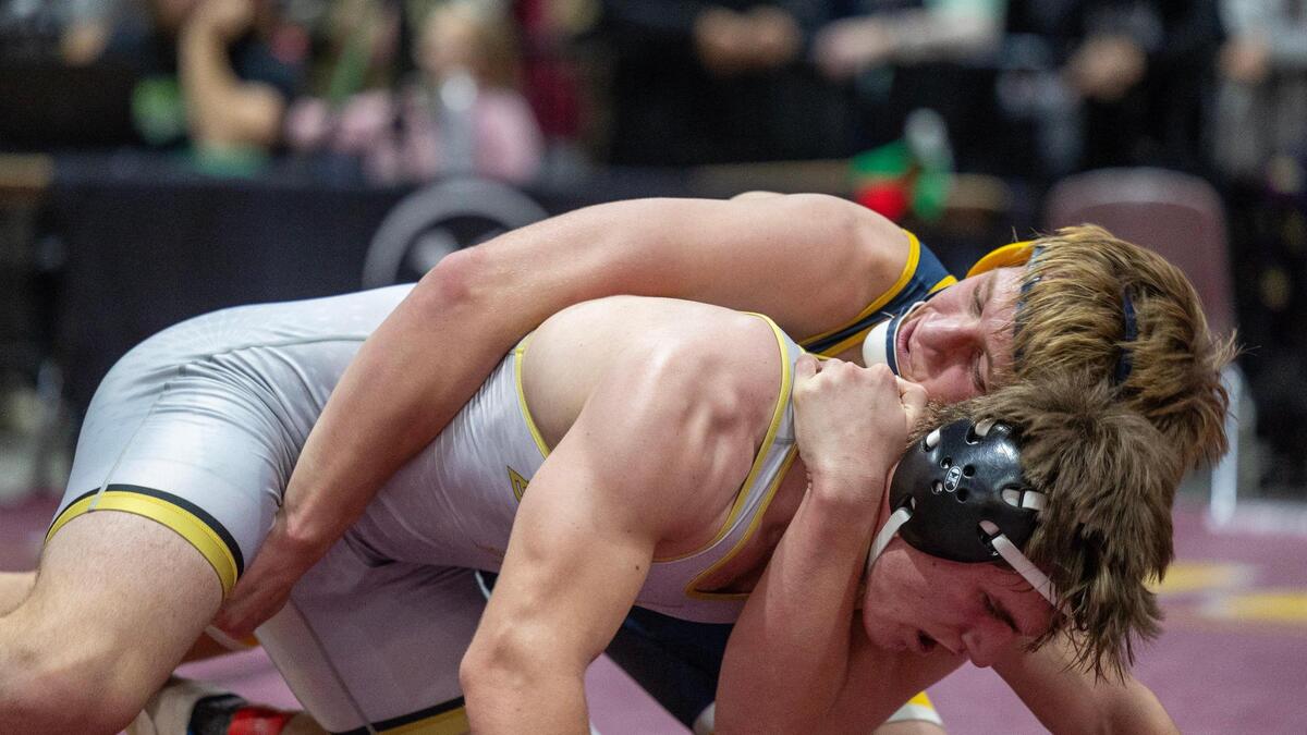 Meridian’s Hudson Rogers, back, will chase his first 5A state championship this weekend at Holt Arena in Pocatello.