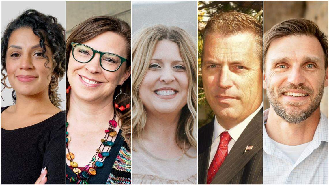 Three Nampa school board seats are up for election this November. Candidates, from left, include Chandra Reyna running for zone 3; Sarah Riley and Brook D. Taylor for zone 4, and Jeff Kirkman and Patrick Tanner for zone 5.