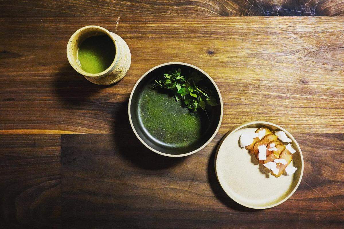 Kin’s tasting room features meals served in individual courses.