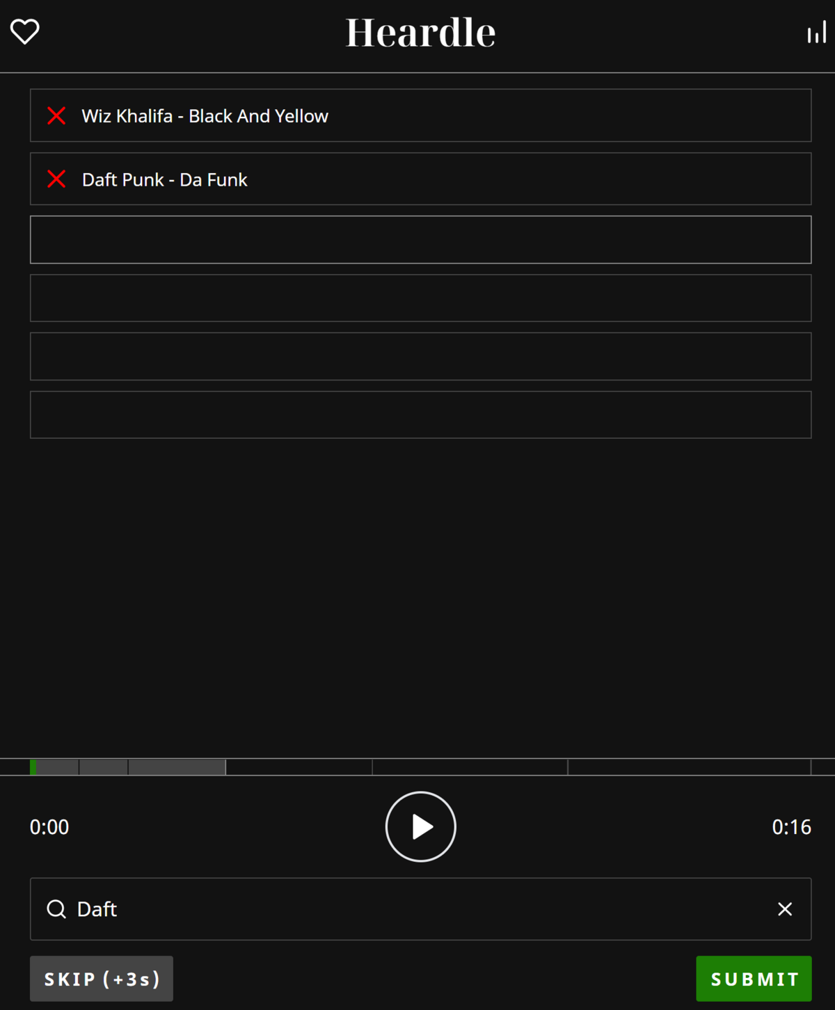 Heardle will give you just one second of a song to start out with before providing you with more audio as you keep guessing.
