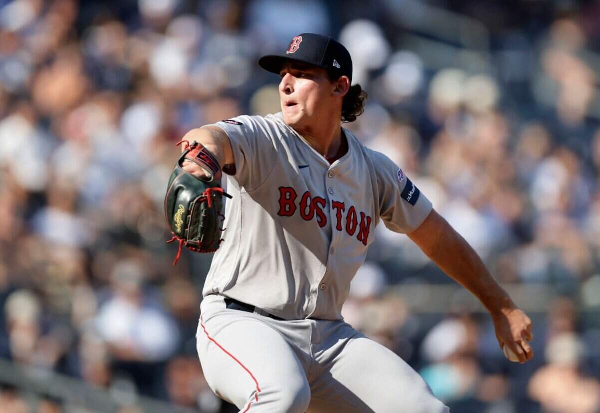 NEW YORK, NEW YORK - SEPTEMBER 14: Zach Penrod #67 of the Boston Red Sox makes his major league debut as he pitches during the eighth inning against the New York Yankees at Yankee Stadium on September 14, 2024 in New York City. (Photo by Jim McIsaac/Getty Images)