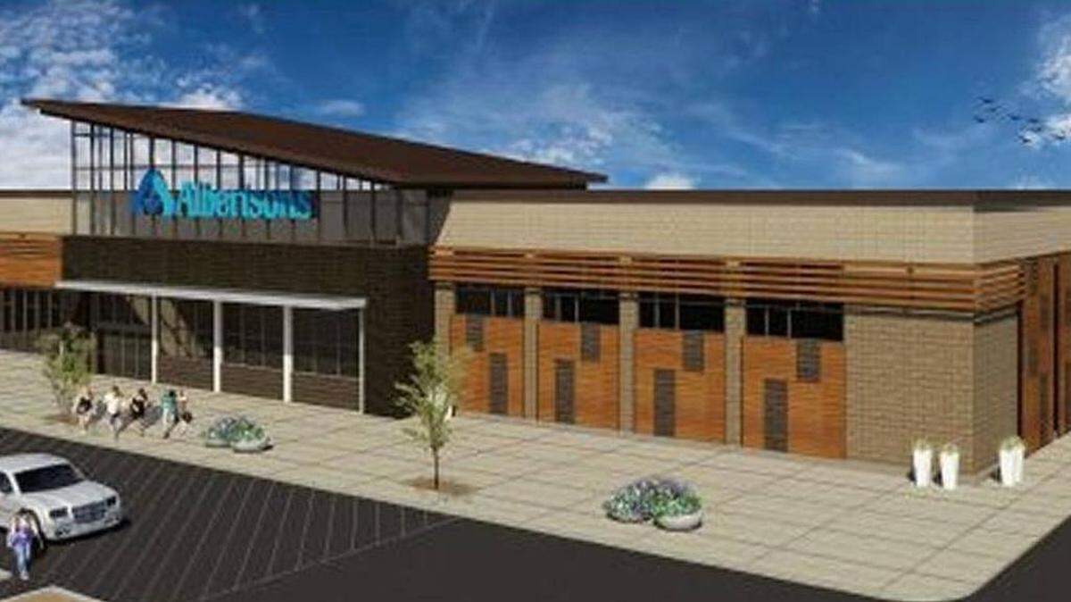 An artist’s rendering of the proposed Albertsons grocery store at the southwest corner of ParkCenter Boulevard and East Warm Springs Avenue in East Boise.