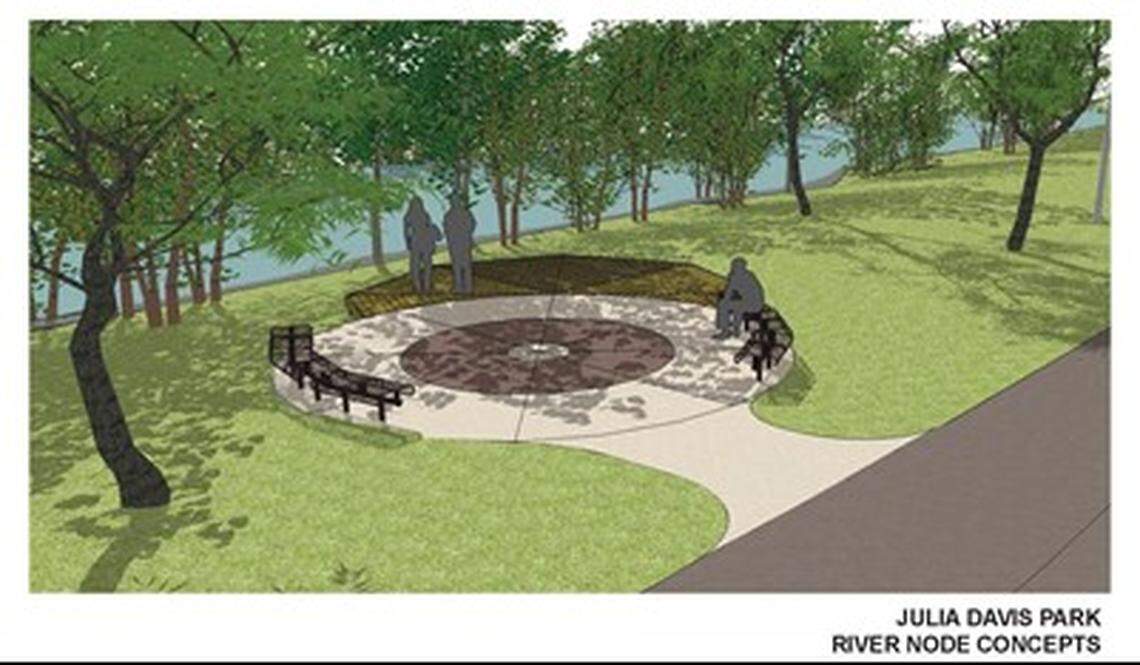 This sketch shows what the site in Julia Davis Park of a proposed memorial to three men killed in February’s Idaho National Guard helicopter crash may look like.
