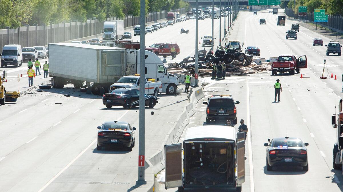 All lanes of I-84 were still closed around 9 a.m. due to a major crash near Five Mile Road in Boise on Tuesday.