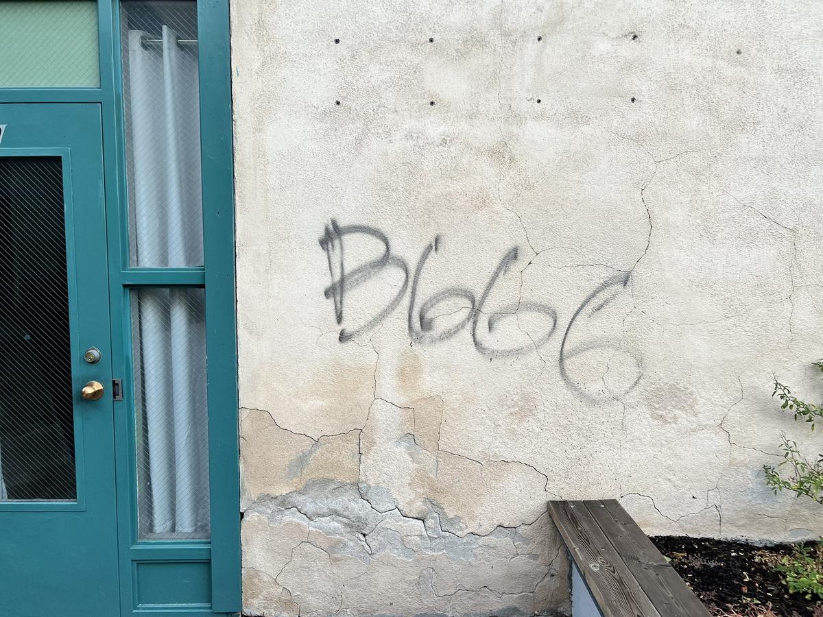 The letter and numbers “B666” were spray painted along with a swastika on a wall at the Idaho Building in downtown Boise.