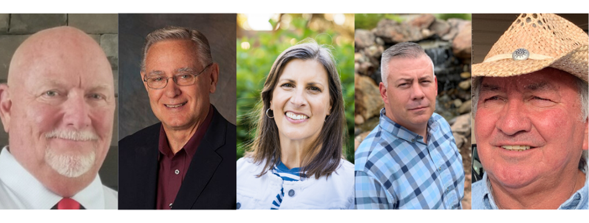 Brad Pike, Stan Bastian, Jill Mitchell, Charlie Baun and Dave Parrie are running for two open saEagle City Council.