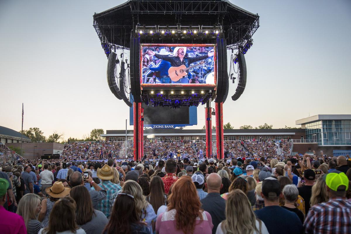 Country music star Garth Brooks entertains to a sold-out crowd at Albertsons Stadium on Friday, July 19. He last performed in Boise in 1992.