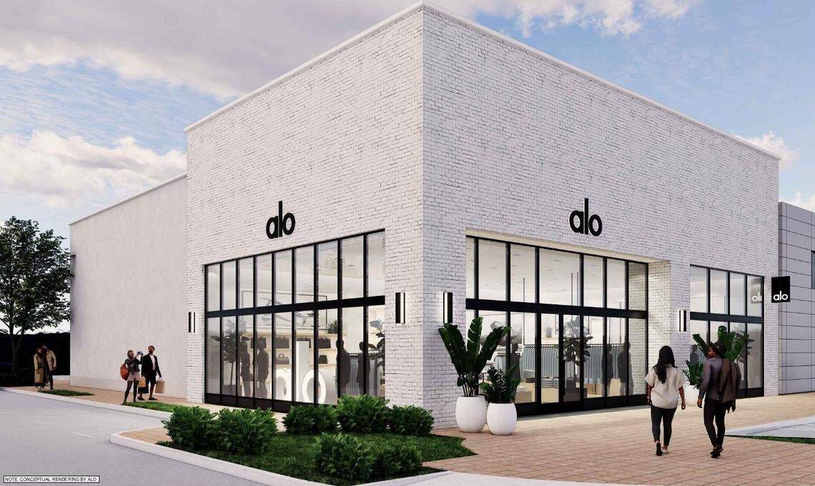 A rendering of a proposed Alo Yoga store at The Village at Meridian.