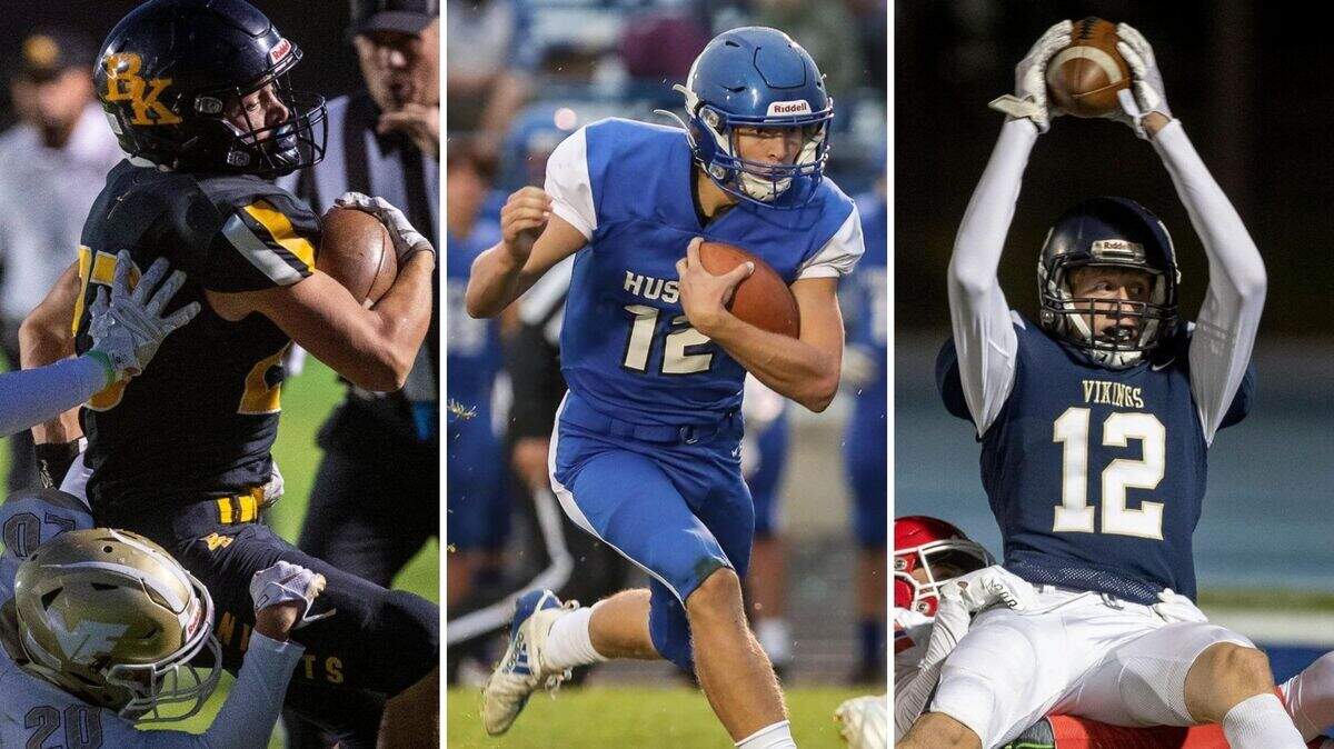 From left, Bishop Kelly’s Seth Knothe, Emmett’s Caden Young and Middleton’s Tyler Medaris all return after monster junior seasons.