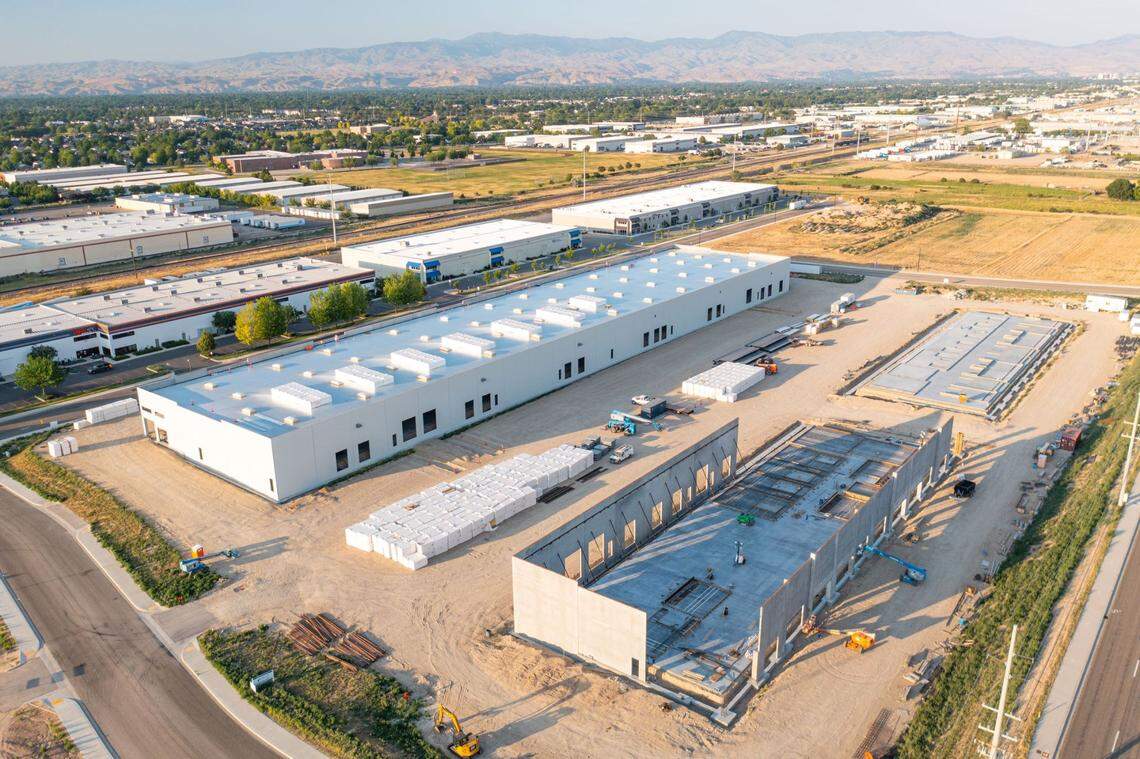 Construction is underway on a 45,000-square-foot building and a 67,500-square-foot one, the last buildings in the Adler Industrial Meridian Business Center. The center’s eight buildings will total 534,000 square feet.