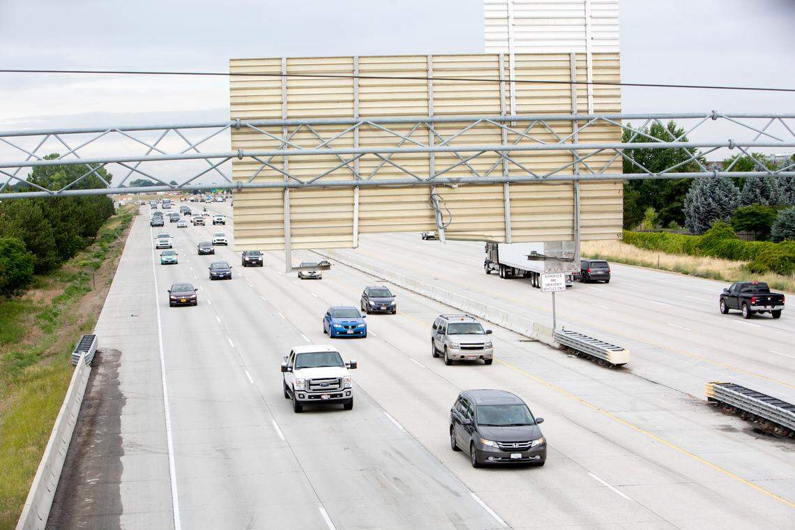 Traffic flows down Interstate 84 between Meridian and Boise.