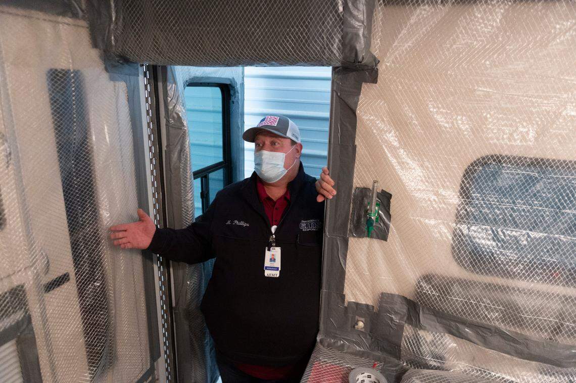 Director Mark Phillips talks about transferring COVID positive patients Thursday, Nov. 12, 2020, at Minidoka Memorial Hospital in Rupert.