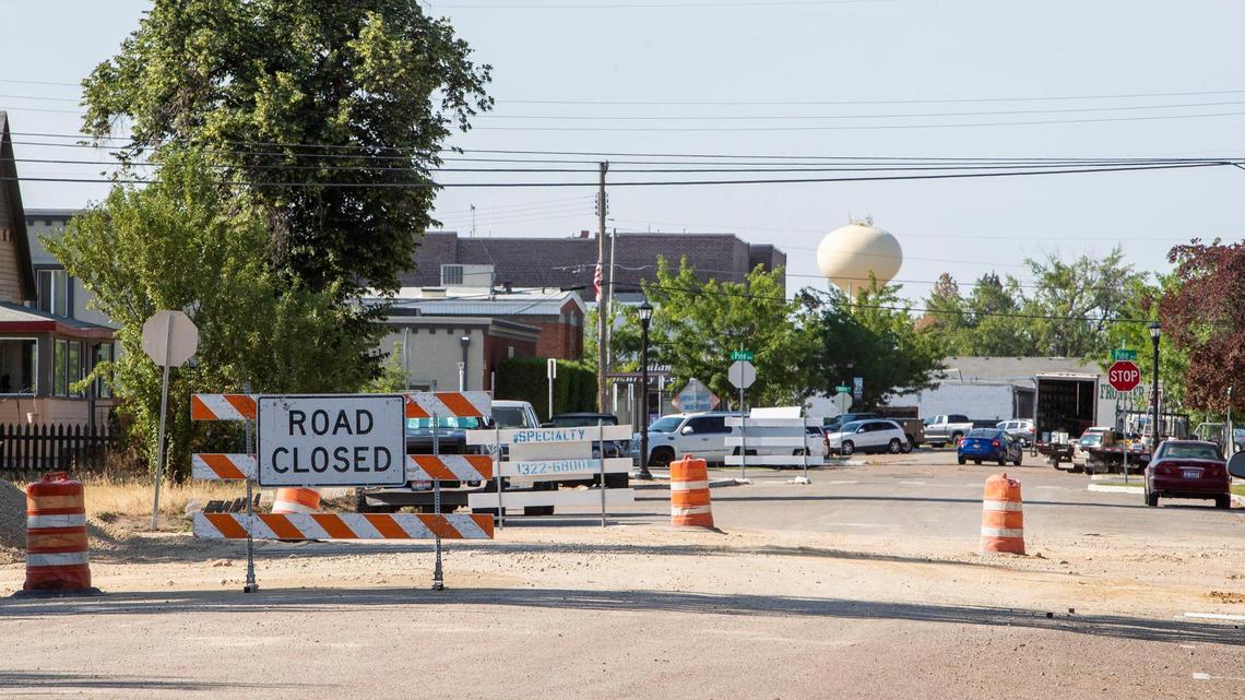 Road construction on East State Avenue has closed through traffic along East 2nd Street. This area is located within the area proposed for the Northern Gateway Urban Renewal district.
