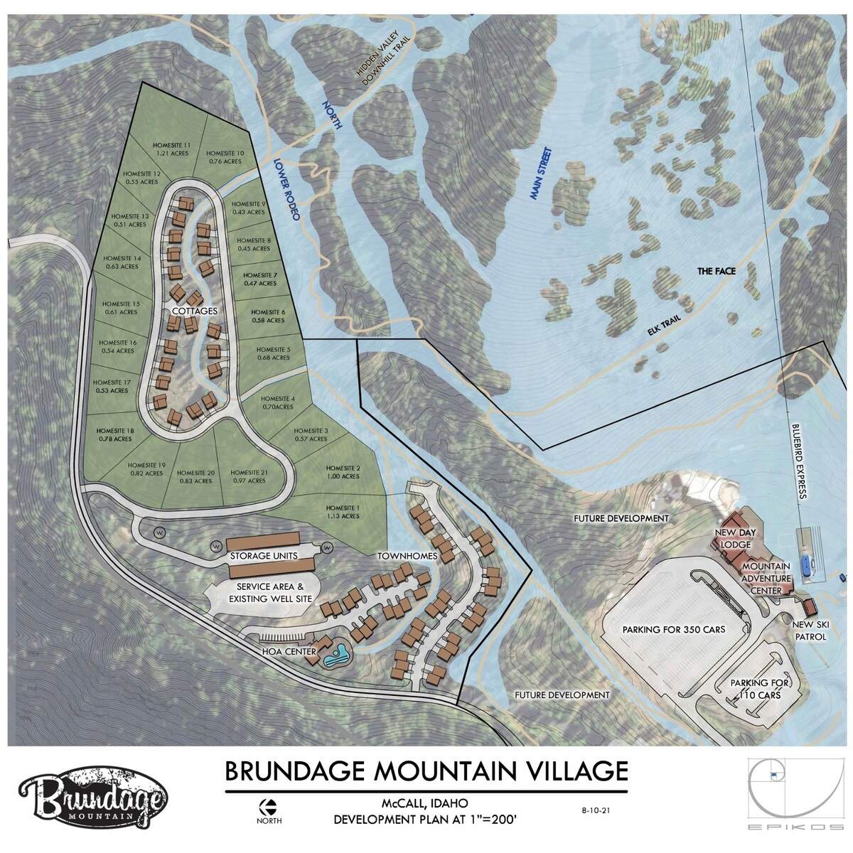 A rendering shows where Brundage Mountain Resort plans to build a new lodge and begin developing residences.