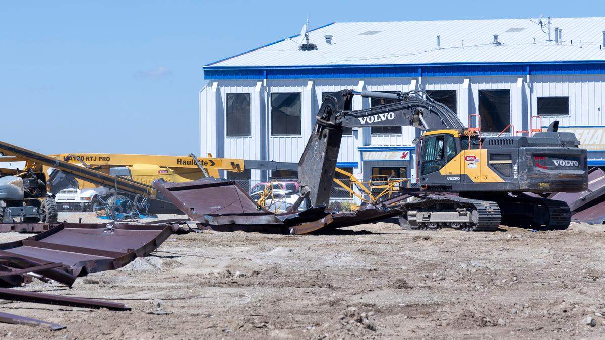 Crews demolished the rest of the collapsed hangar over the summer of 2024, as shown in this photo.