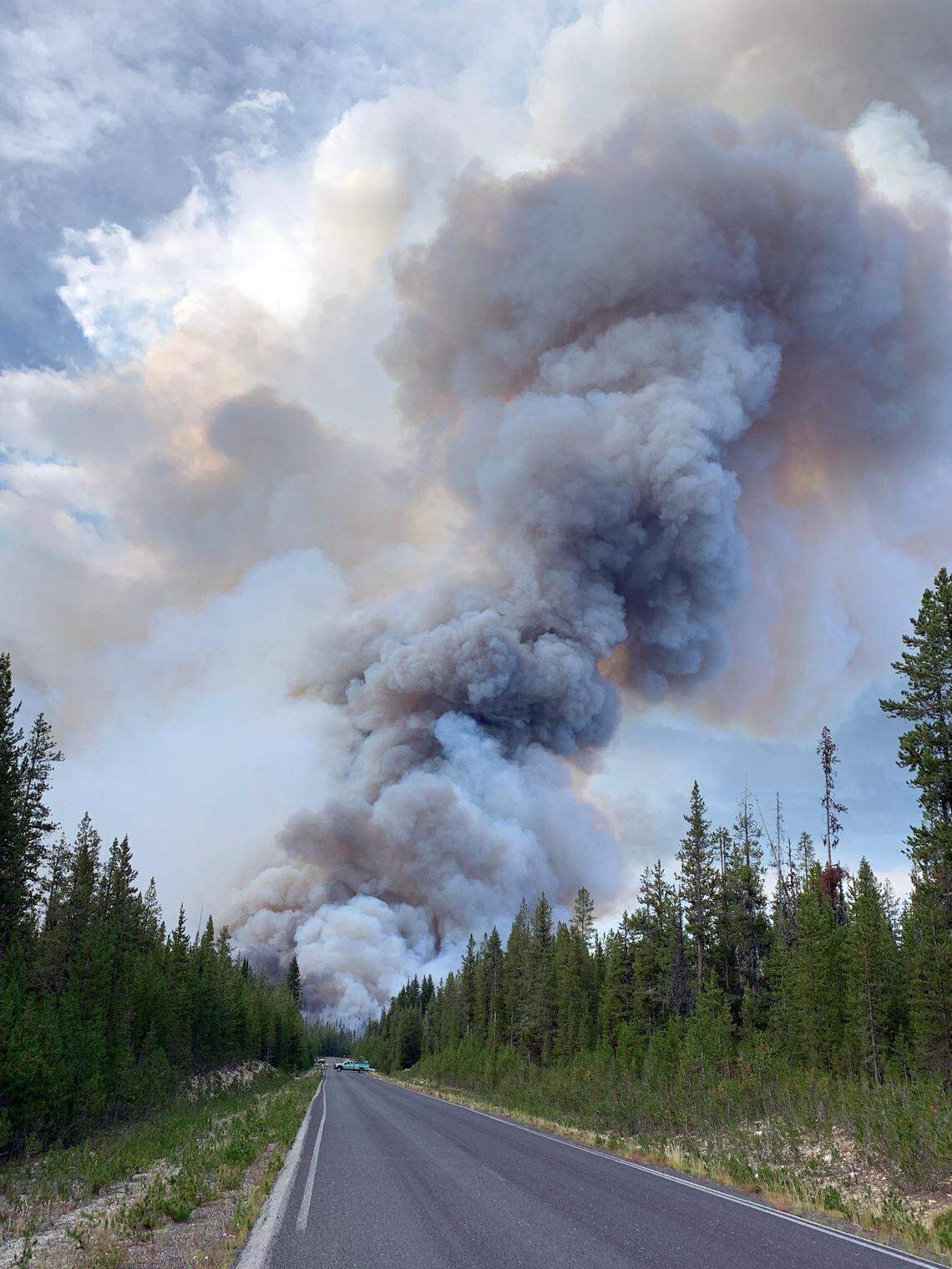 This photo of the Nethker Fire burning near Burgdorf Hot Springs was taken Wednesday, Aug. 7, 2019.