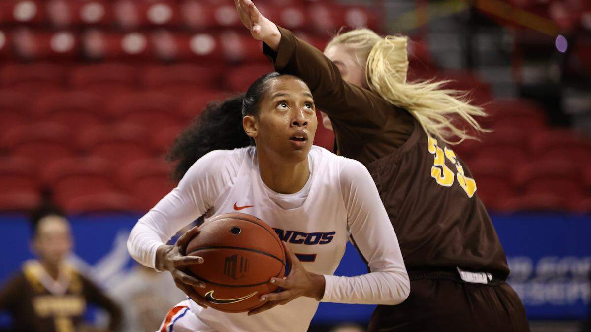 Alexis Mark led Boise State in scoring with 12 points. The Broncos fell 53-38 to Wyoming in the semifinals of the Mountain West Tournament on Tuesday in Las Vegas.