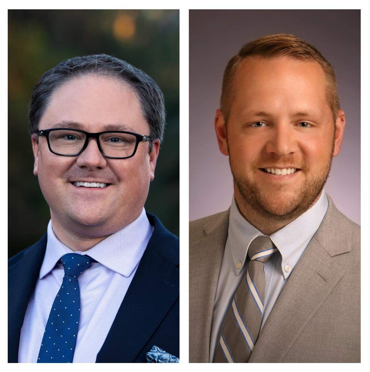 Johnathan Baldauf, left, and Travis Worwood, right, are running together to join the board of the Ada Free Community Library.