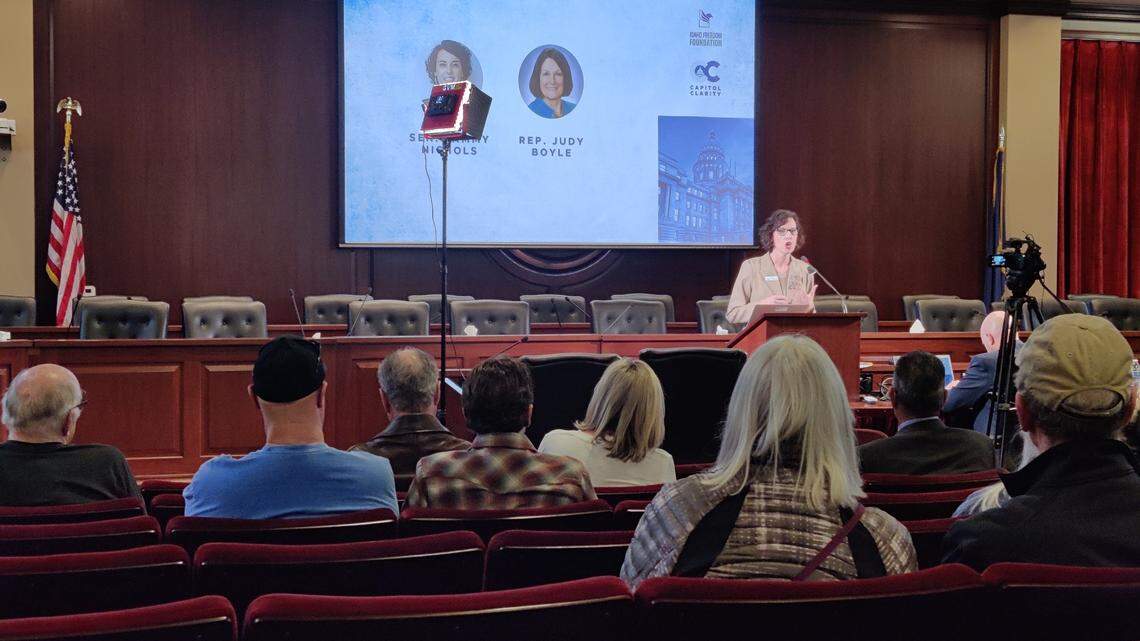 Sen. Tammy Nichols, R-Middleton, speaks during the Idaho Freedom Foundation’s Capitol Clarity event on March 18