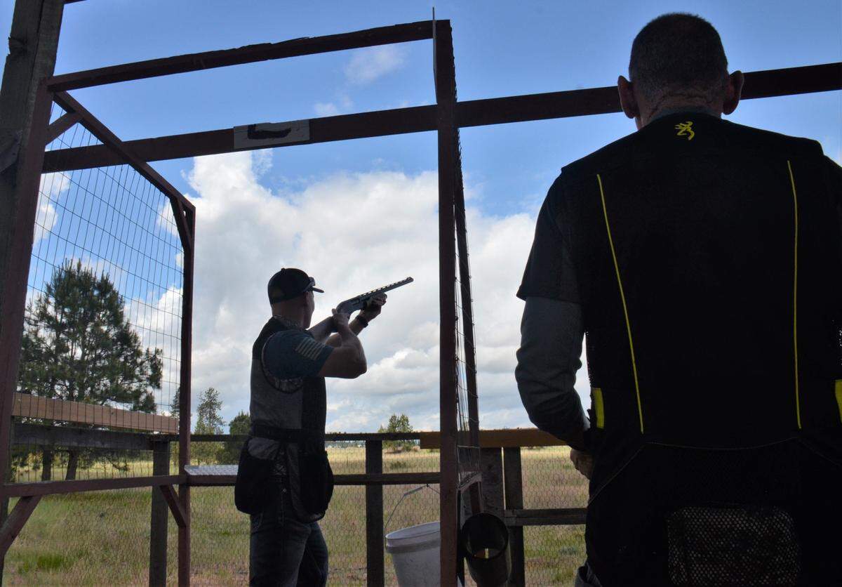 A group of five men visiting Spokane shopped in several towns to come up with the 500 target loads they would need to shoot a round on the course at Landt Farms Sporting Clays. One man paid $18 for a box of 25 shells.