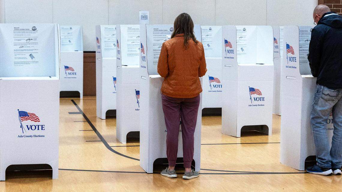 Voting River Valley Elementary School in Meridian in 2023.