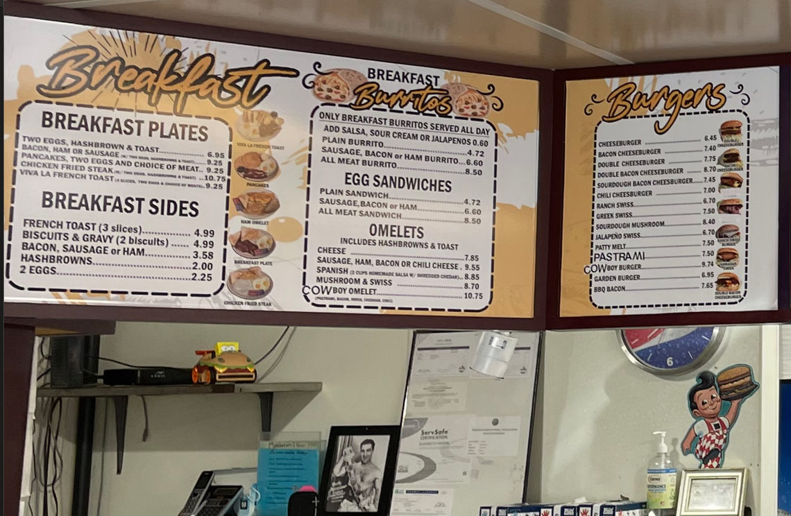 This is just a portion of the large menu above the counter.