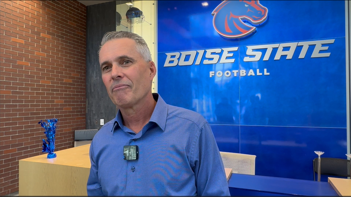 Former Boise State coach Chris Petersen talks about Ashton Jeanty on Wednesday.