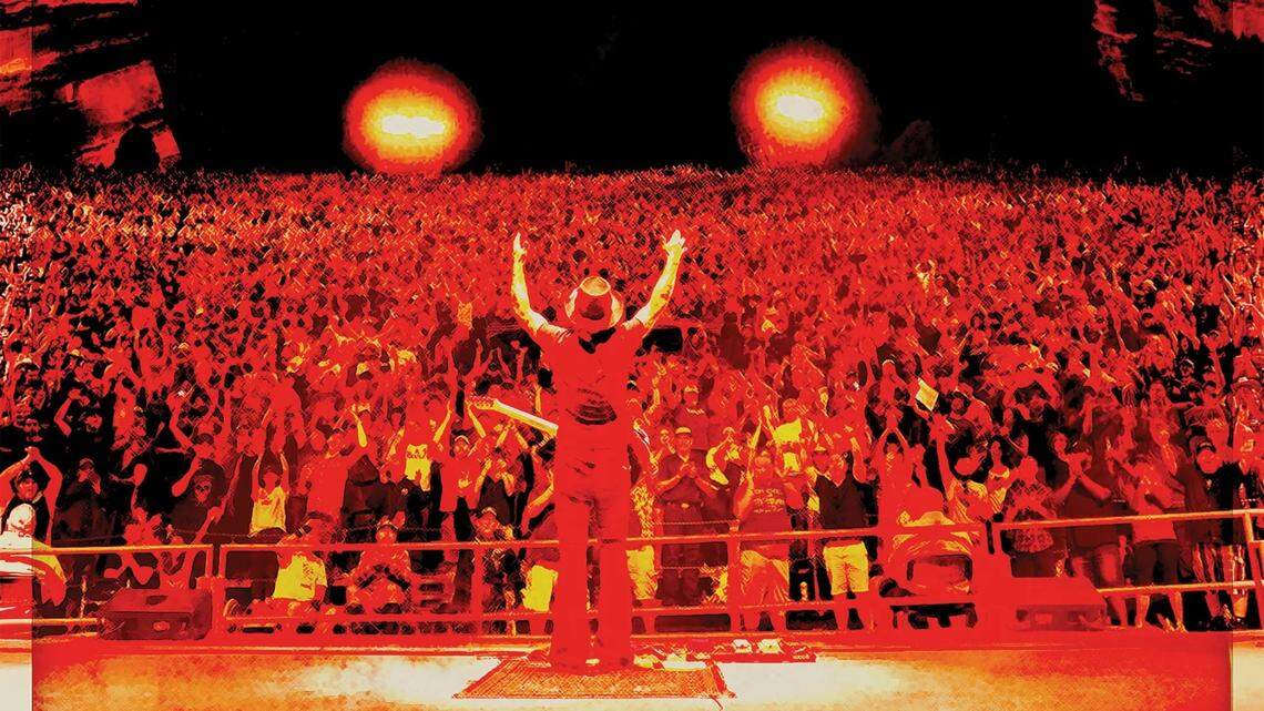 The photo on the album cover of Cody Jinks’ ”Red Rocks Live.” The 23-song set documented a sold-out performance in 2019.