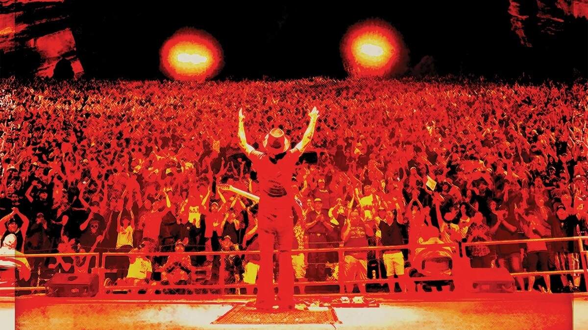 The photo on the album cover of Cody Jinks’ ”Red Rocks Live.” The 23-song set documented a sold-out performance in 2019.