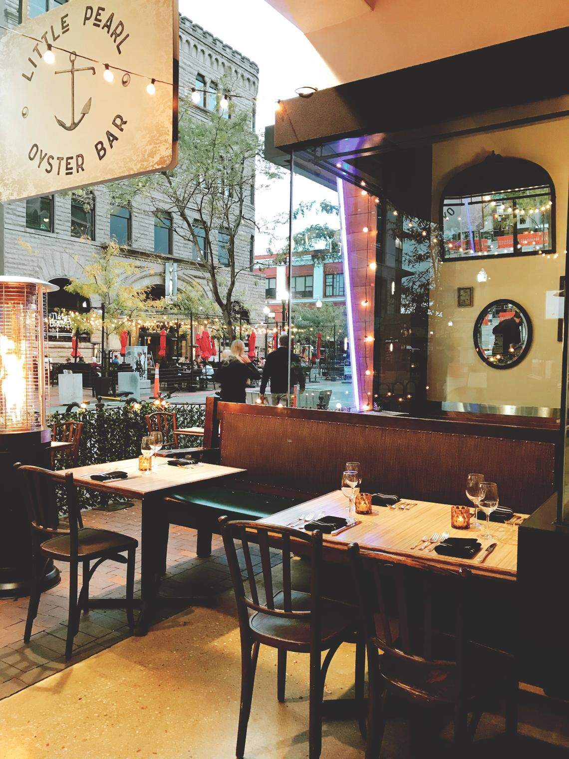 Little Pearl Oyster Bar is in the former Eager Beaver (before that, Donut Daze) space on 8th Street.