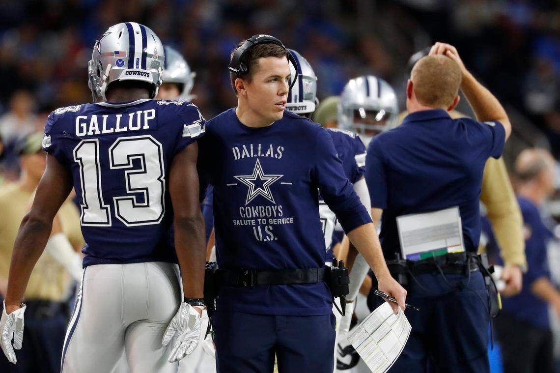 Dallas Cowboys offensive coordinator and former Boise State great Kellen Moore is a fan favorite to replace the Broncos’ outgoing coach, Bryan Harsin.
