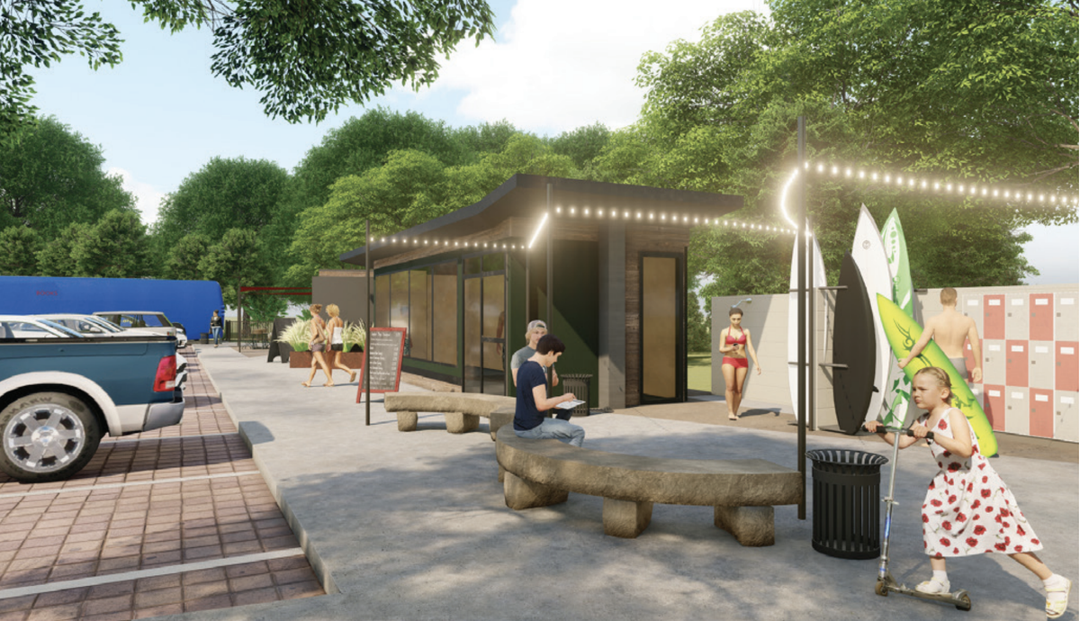 This proposed “parklet” would be designed with the needs of the surfers who use Whitewater Park in mind.