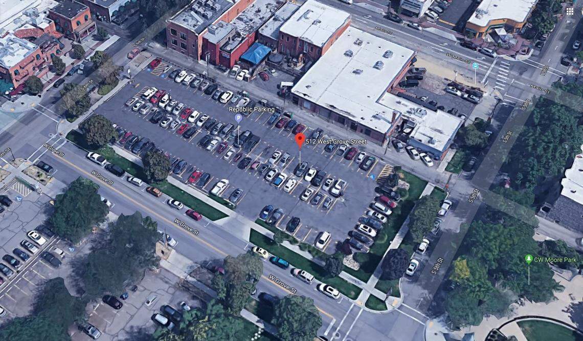 Boise developer Clay Carley has proposed two apartment buildings in this parking lot in Downtown Boise between 5th and 6th Streets, fronting Grove Street: a six-story apartment building with 114 units, of which 50 would be reserved for “workforce housing,” and a seven-story building with 60 units, of which 45 would be dedicated to low-income renters making below $44,160 a year.