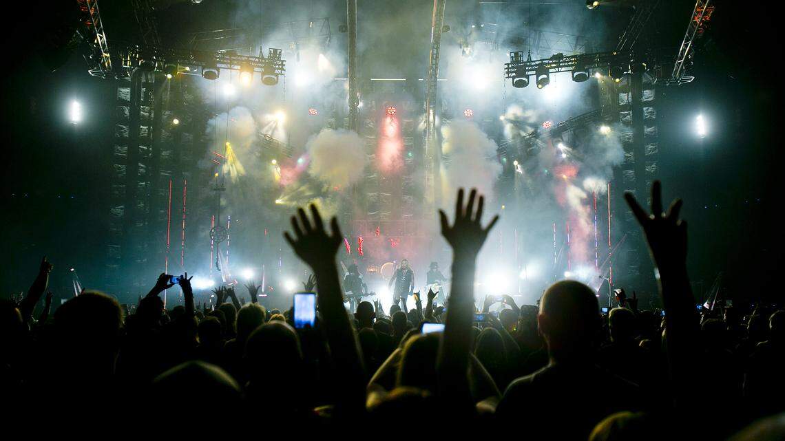 ExtraMile Arena will be the site of a major in-the-round country concert in 2022. In this file photo, Mötley Crüe performs there.