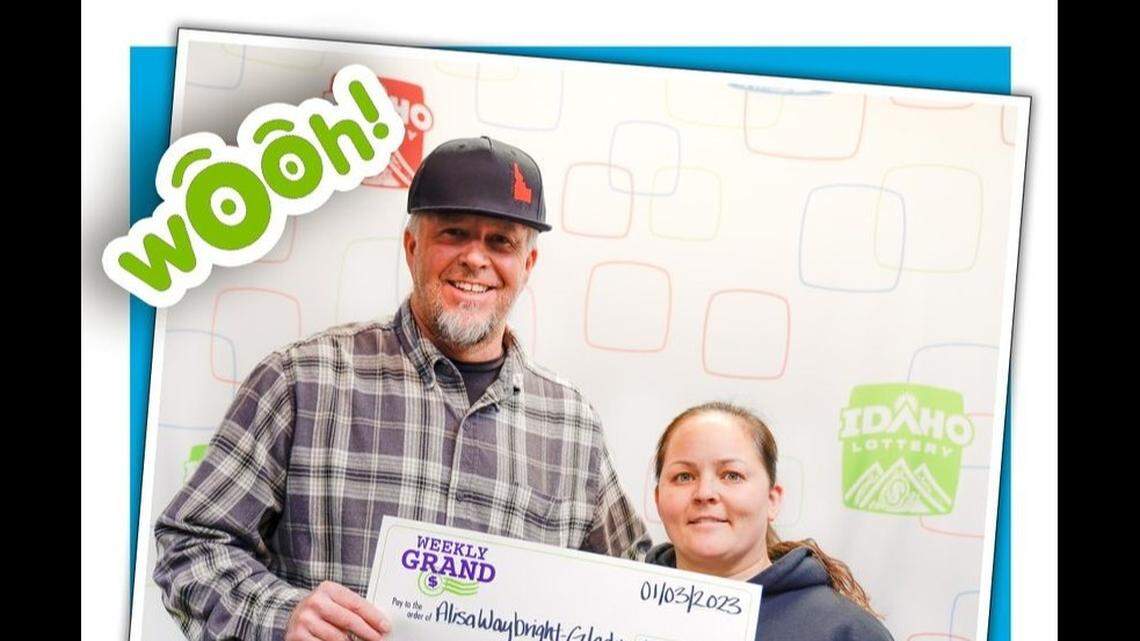Alisa Waybright-Gladu won thousands off a free Weekly Grand ticket, the Idaho Lottery said. Her partner thought she was joking when she called him about the win.
