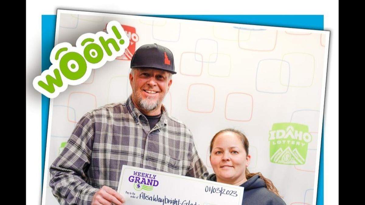 Alisa Waybright-Gladu won thousands off a free Weekly Grand ticket, the Idaho Lottery said. Her partner thought she was joking when she called him about the win.