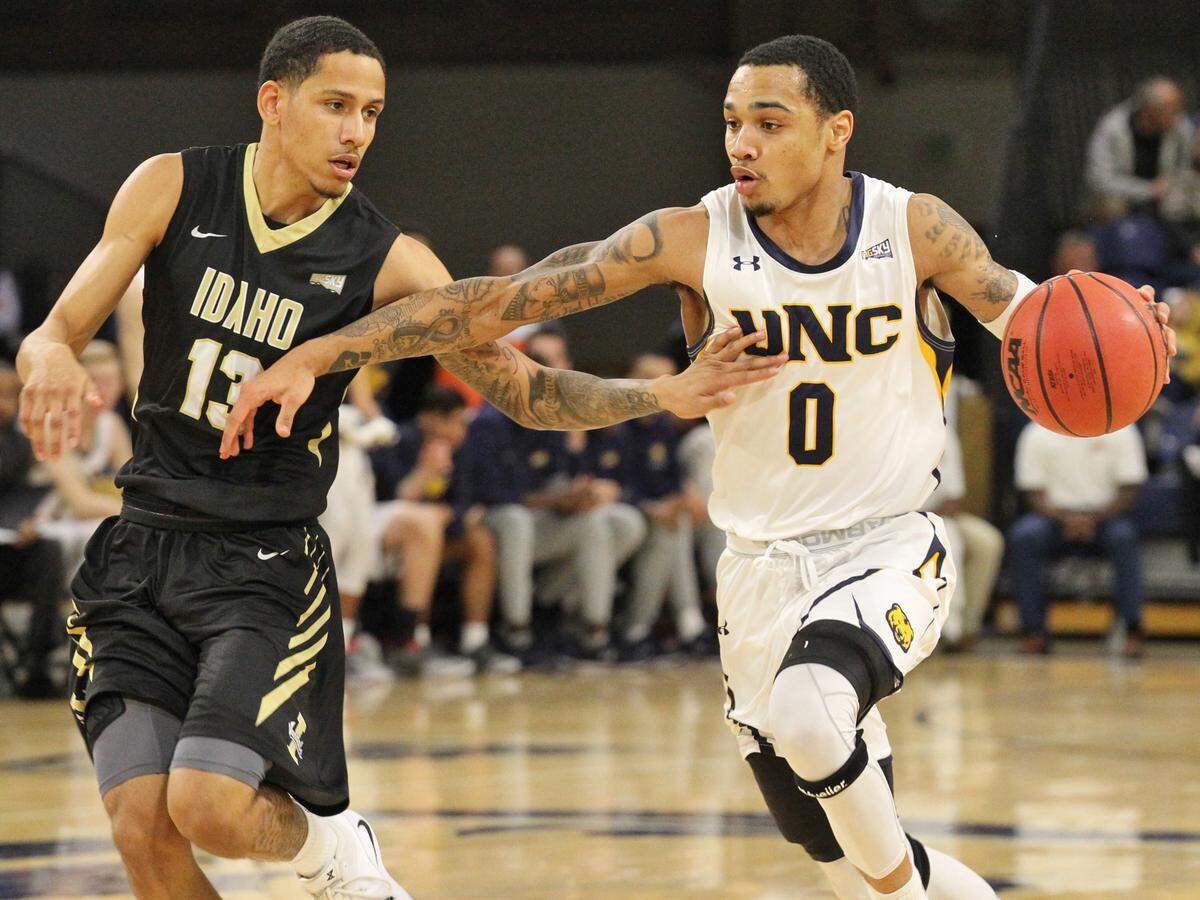 Northern Colorado senior guard Jordan Davis, seen here against Idaho in Greeley, Colo., on Jan. 5, is the Bears’ all-time leading scorer. He recently was named the Big Sky player of the year.
