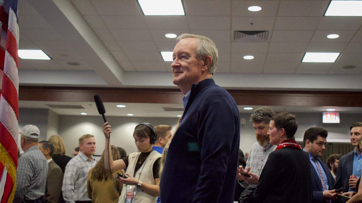 U.S. Sen. Mike Crapo, R-Idaho, prepares to speak during the Republican watch party at The Marriott Hotel in Meridian, Tuesday, Nov. 5, 2024.