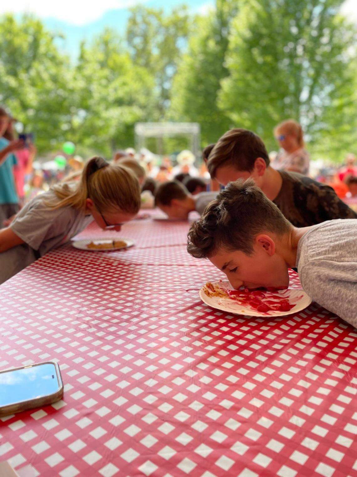 Cherry-pie-eating contests are a popular part of the annual Emmett Cherry Festival.