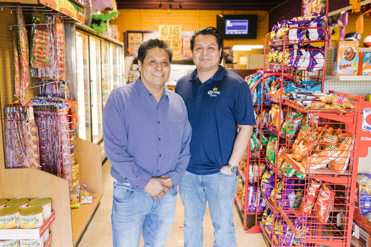 Senen Aguilar, founder of the Pantera Markets in Caldwell and Nampa, with his son, Nestor, their business manager.