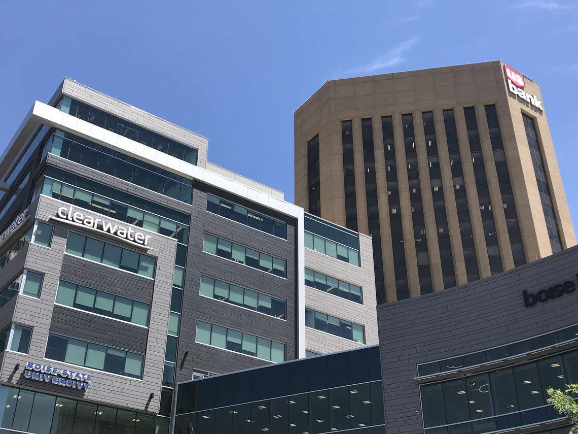 The Clearwater Building, left, and the US Bank Plaza, are located next to one another at Main and Capitol streets in Downtown Boise.