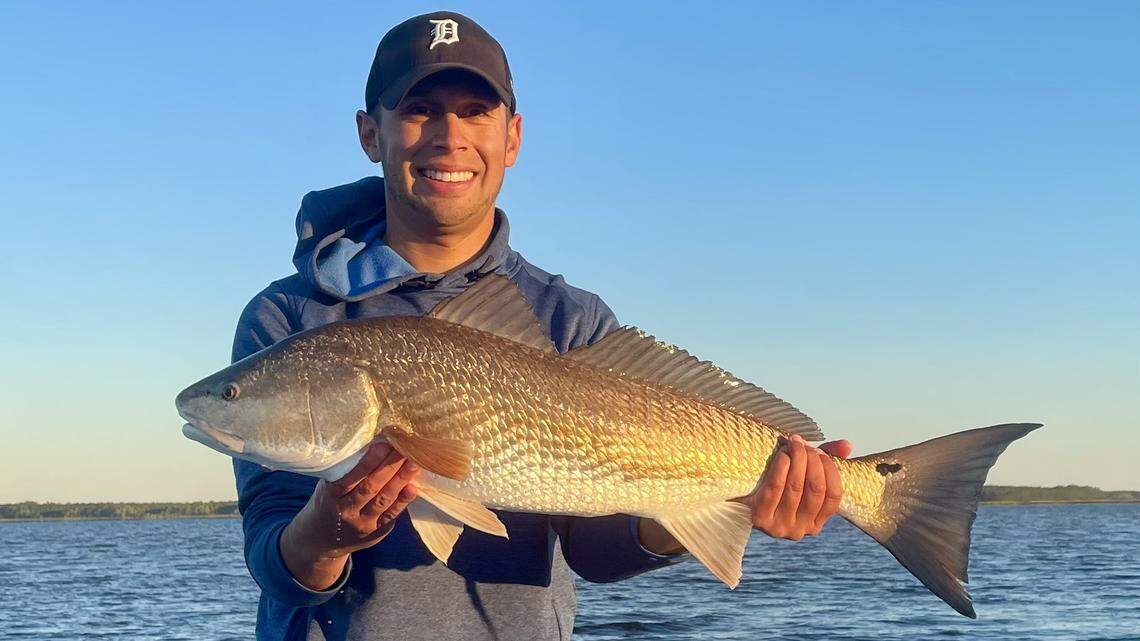 This dream catch weighed in at about 15 pounds — after quite a fight to land it