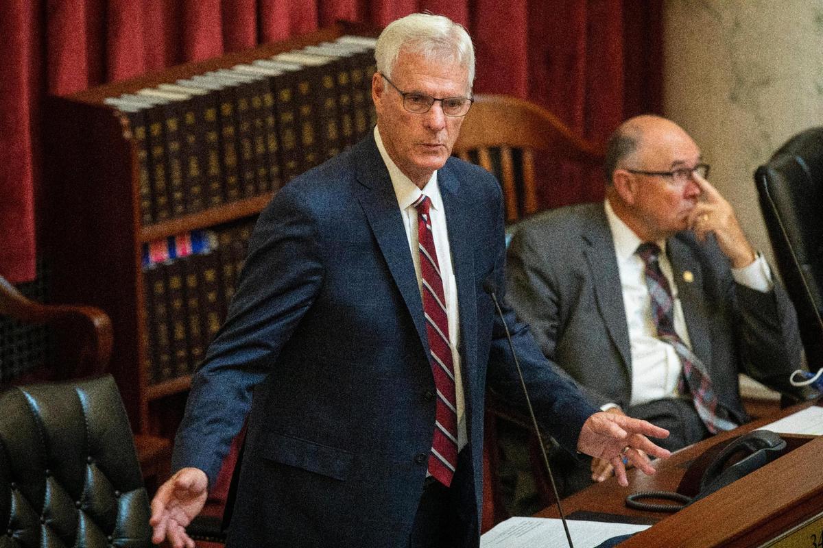 Senate Pro Tempore Brent Hill, R-Rexburg, closes debate on a resolution in September during the Legislature’s special session. Hill said he doesn’t get why people won’t take simple steps to prevent the spread of the coronavirus.
