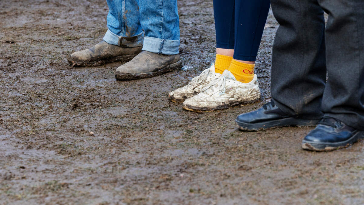 Muddy shoes were a common sight at Treefort Music Fest at Julia Davis Park last month.