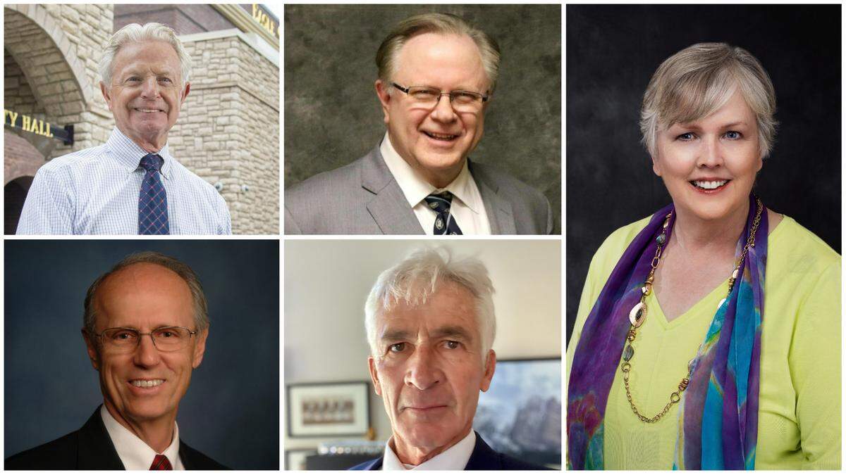 Ada County Commission candidates, clockwise from top left, in District 2: Stan Ridgeway and Rod Beck; in District 3: Patricia Nilsson, Tony Jones and Thomas Dayley.