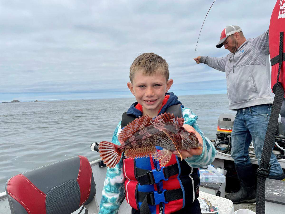 Jaxon Young caught this exotic-looking cabezon while targeting rockfish and lingcod in the Pacific Ocean off Gold Beach.