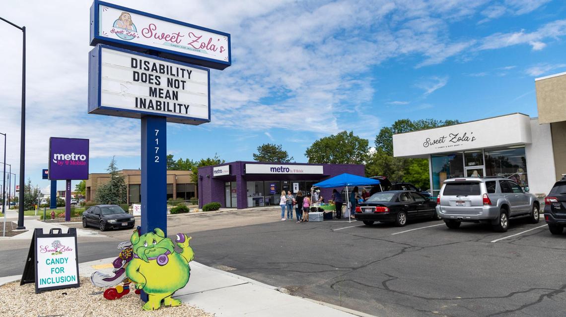 Candyland characters decorated the parking lot at Sweet Zola’s in 2023.