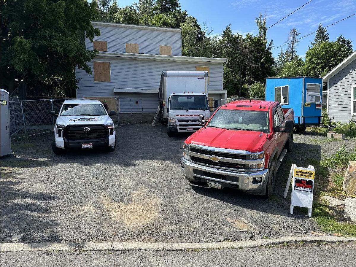 Crews begin work to demolish the off-campus King Road home where four University of Idaho students were killed in November 2022, in Moscow, Idaho, as pictured on June 28, 2023.
