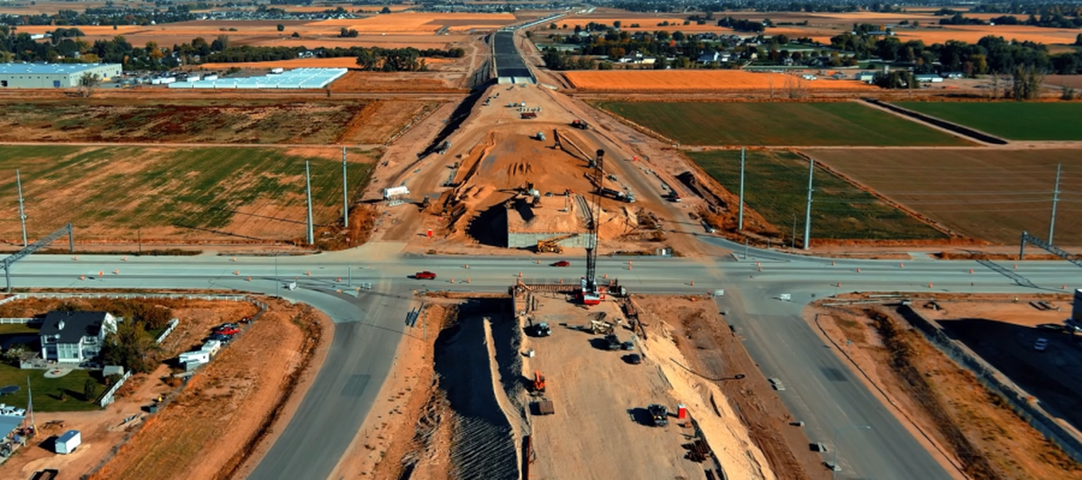 Construction continues on Idaho 16, pictured here at the intersection of Franklin Road. Once work on the freeway is complete, including a new interchange at Franklin, ITD officials say, drivers will be able to get from I-84 to Emmett in 20 minutes.