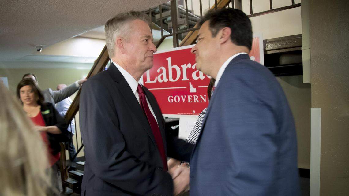 Now-Attorney General Raul Labrador concedes a race for govenor to then-Lt. Gov. Brad Little in 2018.